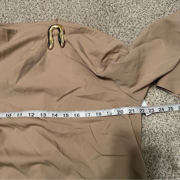 NEW Bottega Veneta tan wool twill draped wrap top size 42 - Picture 15 of 16